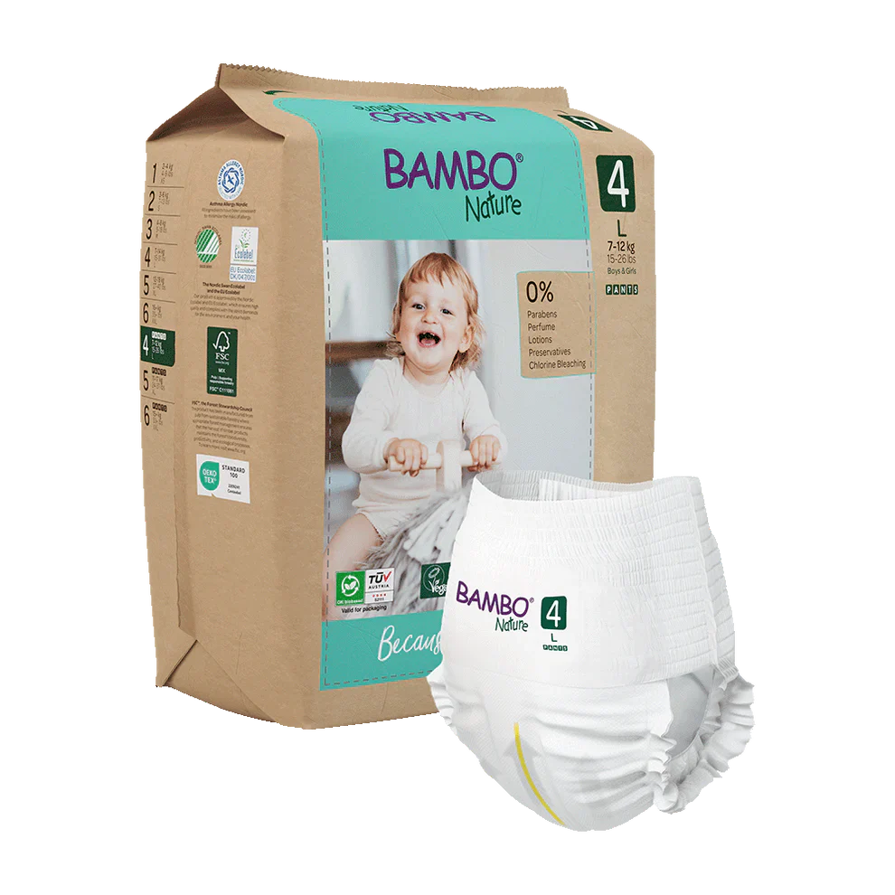 Bambo Nature Scutecele tip chilot 4, (7-12 kg / 15-26 lbs), 20 buc.
