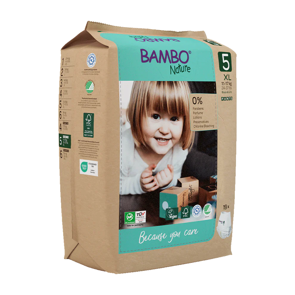 Bambo Nature Scutecele tip chilot 5, (11-17 kg / 24-37 lbs), 19 buc.