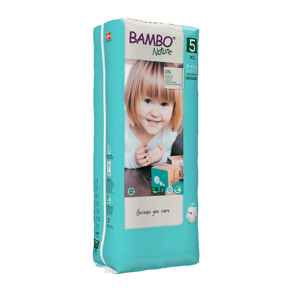 Bambo Nature Scutecele tip chilot 5, (11-17 kg / 24-37 lbs), 38 buc.