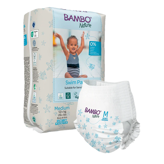 Bambo Nature Swim Scutece chilotel pentru baie, Ecolabel, Marimea M, +12 kg, 12 bucati