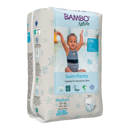 Bambo Nature Swim Scutece chilotel pentru baie, Ecolabel, Marimea M, +12 kg, 12 bucati