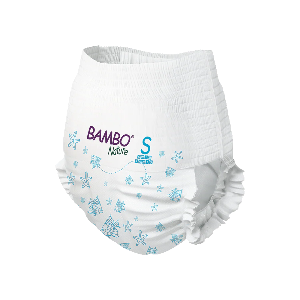 Bambo Nature Swim Scutece chilotel pentru baie, Ecolabel, Marimea S, 7-12 kg, 12 bucati